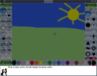 (Example tip: 'Pick a shape. Click to pick the center, drag, then let go when it is the size you want. Move around to rotate it, and click to draw it.')